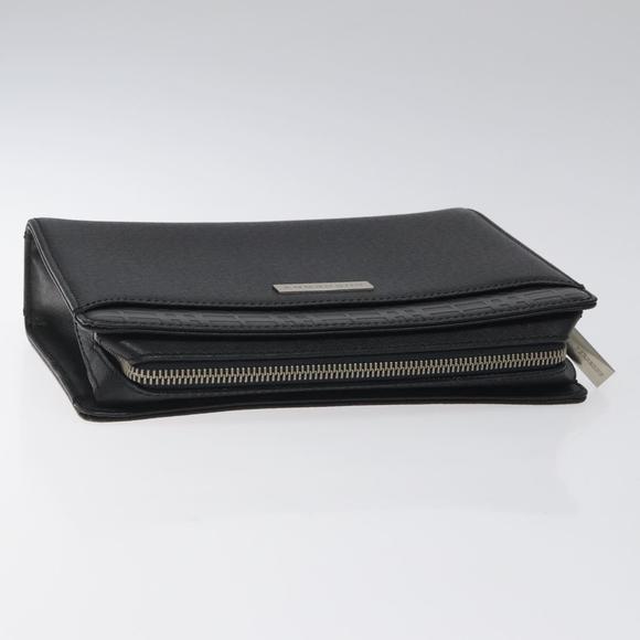 BURBERRY Clutch Bag Leather Black Silver Auth nb403 - Picture 5 of 16